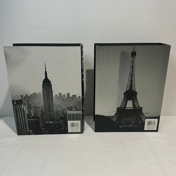 Set of 2 Large Storage Fake Books, New York, Paris 14" x 10.5" x 7.25" - Picture 4 of 11